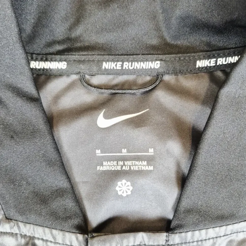 Nike Running Women’s Bomber Jacket Black Reflective Logo Lightweight Zip Size M